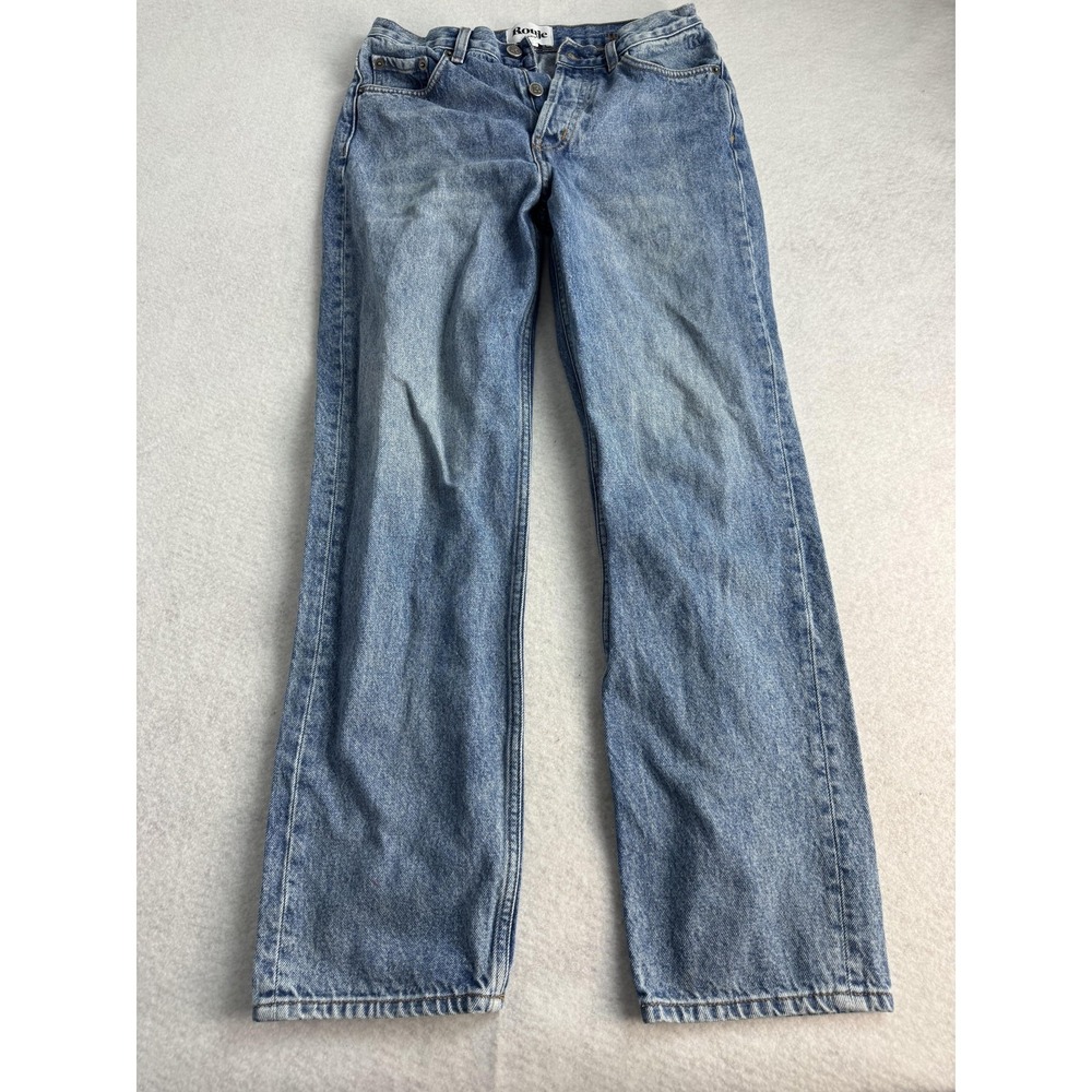 Rouje Jeans Womens 26 Blue Marais High Rise Straight Button Fly Denim Pants